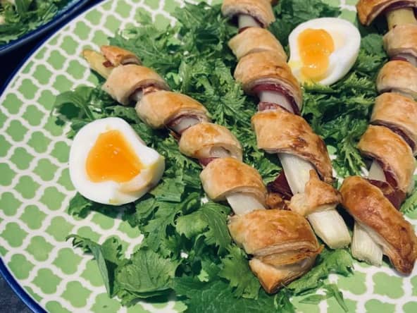 Asperges blanche et jambon fumé en feuilletés