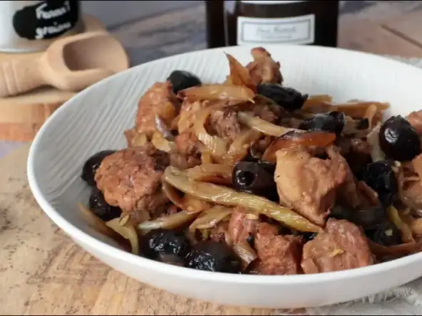 Sauté de veau au fenouil et aux olives noires