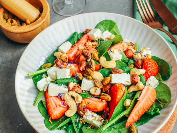 Salade d'épinards et fraises