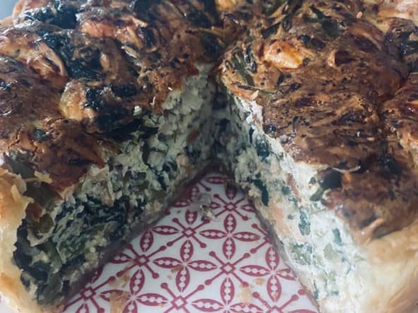 Quiche au saumon frais, épinards et brocolis