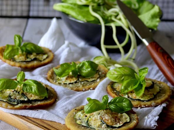 Tartelettes fines aux courgettes, sans gluten, ni lait, ni œuf