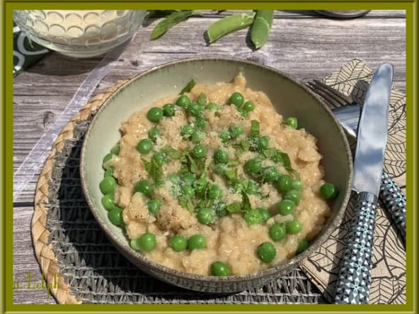 Risotto de petits pois parfumé à la menthe
