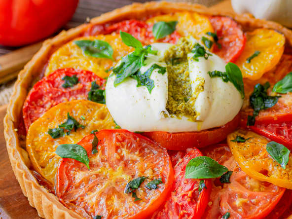 Recette de tarte tomate pesto et mozarella
