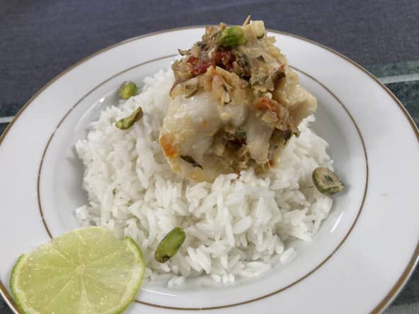 Filet de loup de mer à la vapeur gingembre, ail, persil