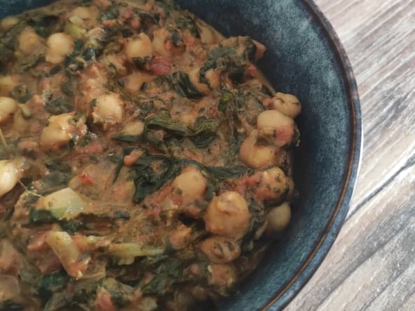 Curry express de pois chiches et épinards