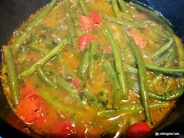 Haricots verts aux tomates cerises sauce chermoula