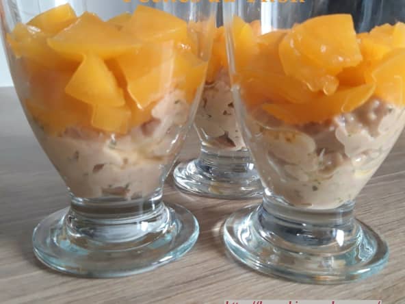 Verrines de pêches au sirop et thon