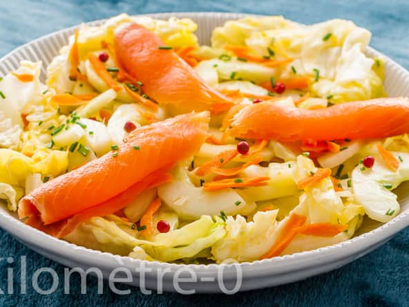 Salade de concombre au saumon ou à la truite fumée