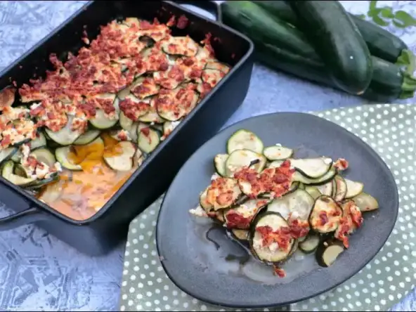 Gratin de courgettes à la feta et à la menthe d'après Laurent Mariotte
