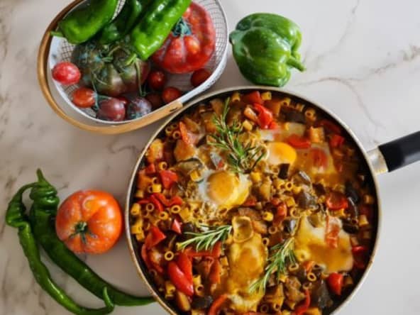 Chakchouka (tchektchouka) en one pot aux pâtes