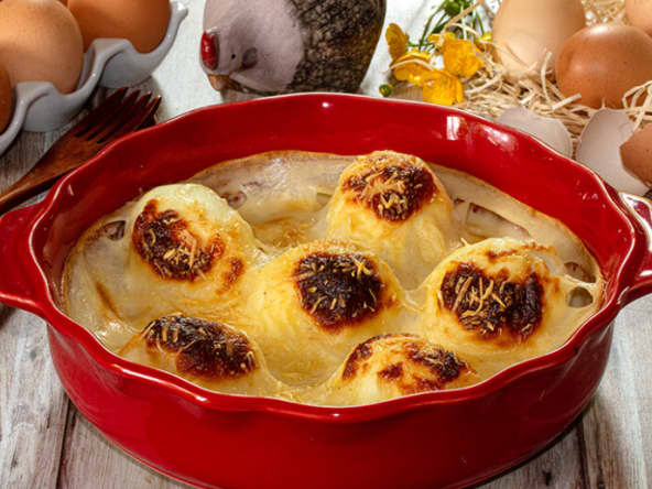 Gratin d'œufs durs à la sauce béchamel