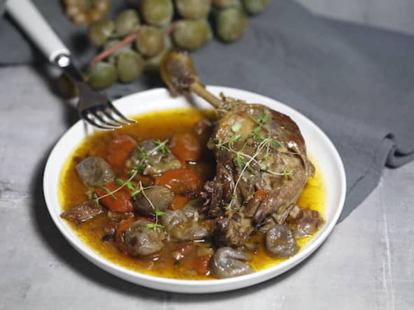 Canard au vin et au raisin