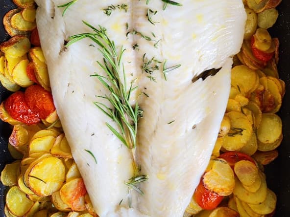 Poisson : flétan au four avec pommes de terre