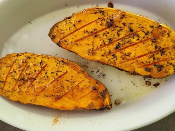 Patates douces cuites au four