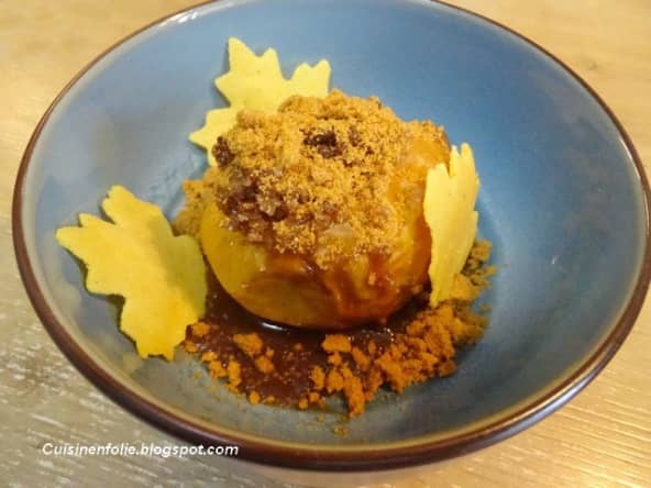 Pommes caramélisées au Spéculoos et tuiles feuilles