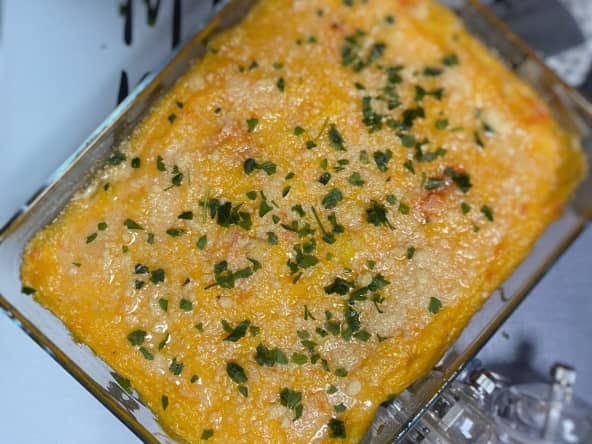 Hachis Parmentier de veau et carottes gratinées au fromage parmesan