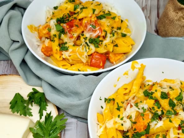 Pâtes crémeuses au potimarron et Ossau-Iraty