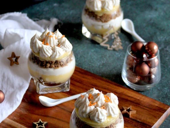 Entremets de noël à la clémentine et spéculoos sans gluten, sans lait ni oeuf