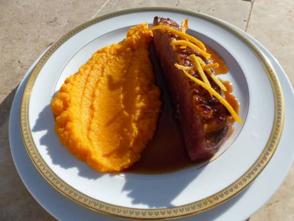 Pour les fêtes, un magret de canard sauce à l’orange, mousseline de carottes