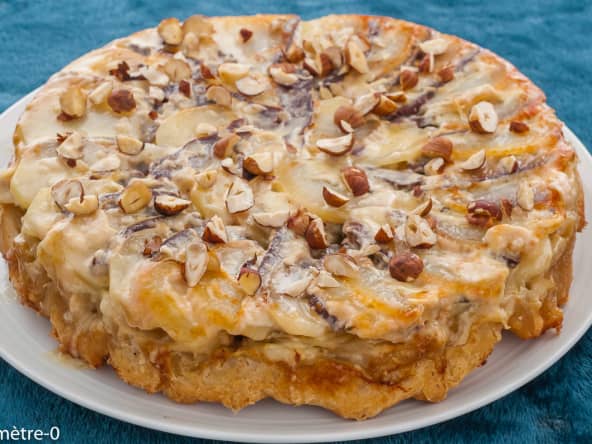 Tatin feuilletée aux pommes de terre et magret de canard séché