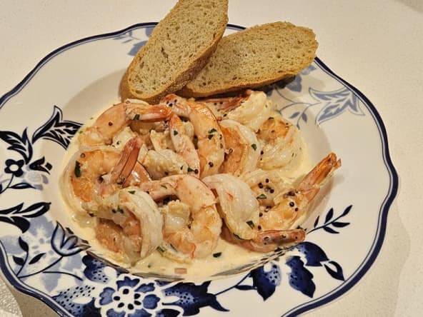 Crevettes sautées à la moutarde à l'ancienne, une entrée originale
