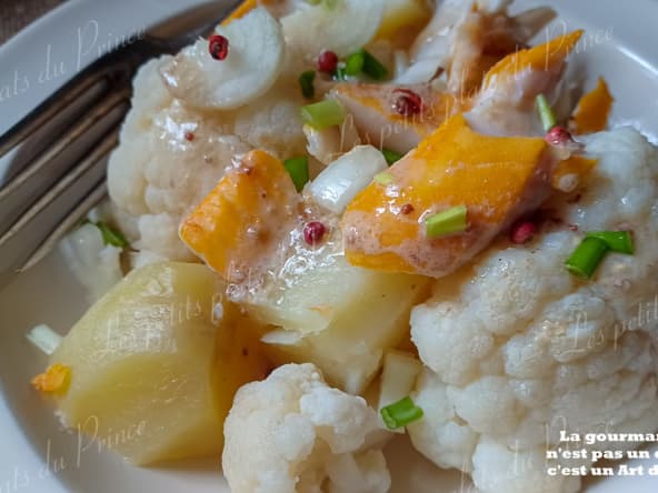 Recette facile d'une salade composée "bonne santé" au haddock, pomme de terre et chou-fleur