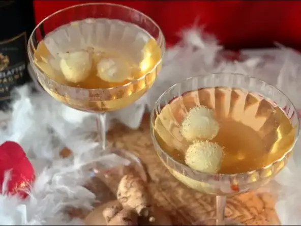 Cocktail pour la Saint-Valentin au Champagne et au gingembre