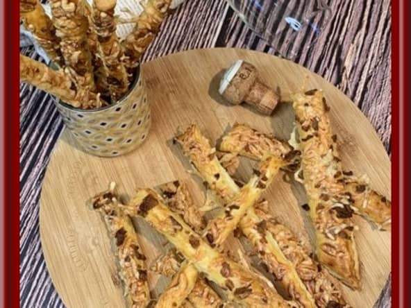 Allumettes aux oignons frits et fromage emmental