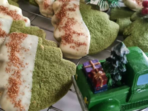 Sapin de Noël sablés au thé matcha