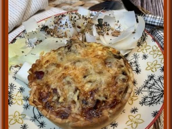 Quiche aux champignons bruns et gésiers de volaille confits