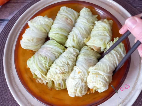 Chou chinois farci aux légumes comme des nems