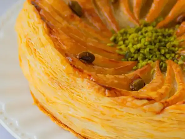 Galette des rois pistache et fleur d'oranger façon baklava