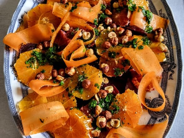 Salade betteraves, oranges sanguines, carottes