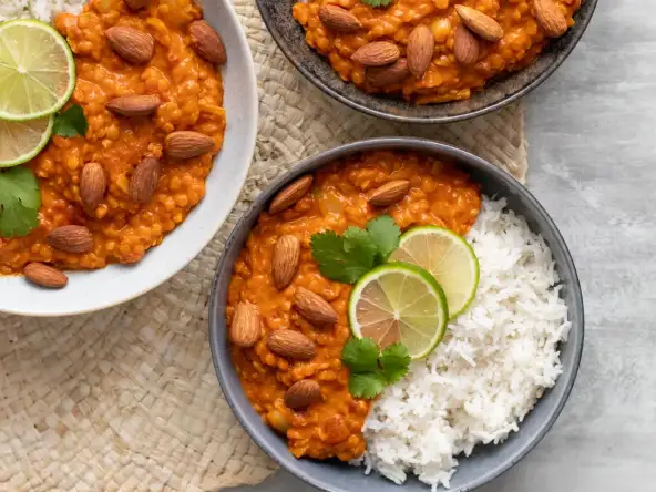 Dahl de lentilles corail, un délicieux plat vegan