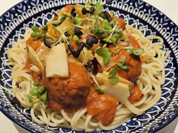 Spaghetti aux boulettes déjeuner