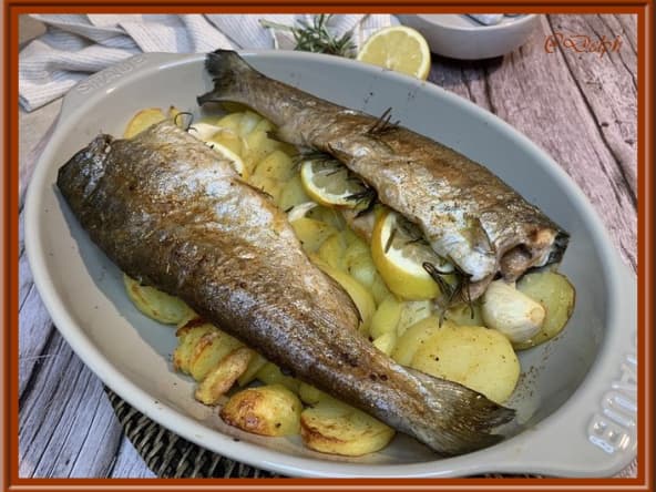 Truites farcies citron et romarin et pommes de terre au four