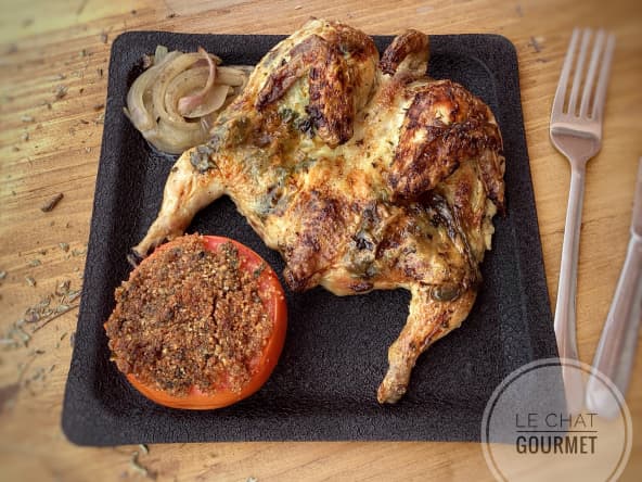 Coquelet en crapaudine aux herbes et épices