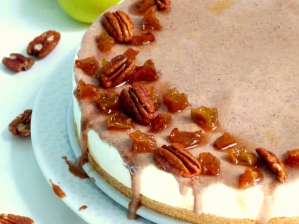 Cheesecake aux pommes confites et praliné de noix de pécan spécial automne !
