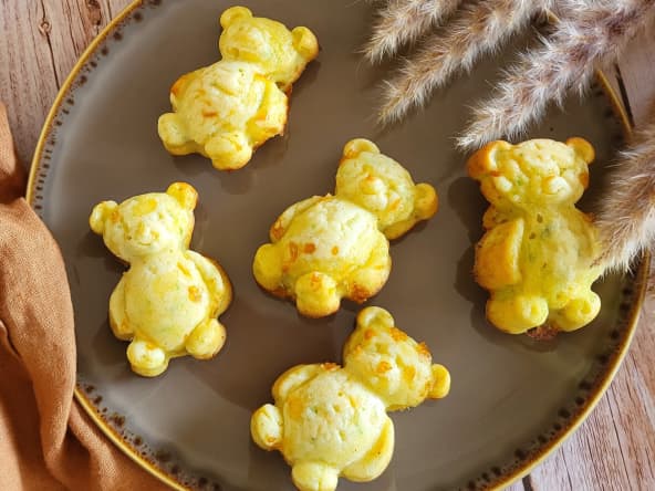 Muffins courgettes et fromage en forme d'oursons