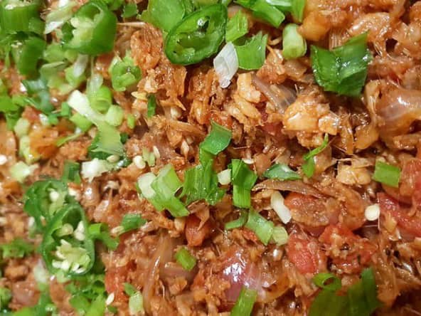 Rougail aux crevettes chevaquines de la Réunion