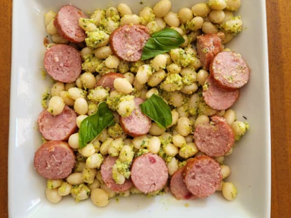 Salade de coco de Paimpol à la saucisse fumée