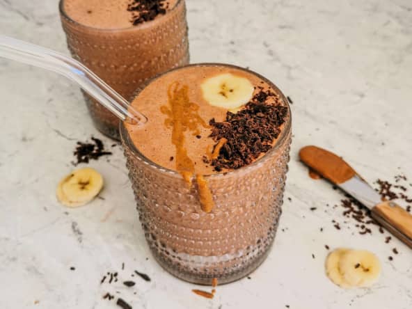 Smoothie banane chocolat avec seulement 4 ingrédients