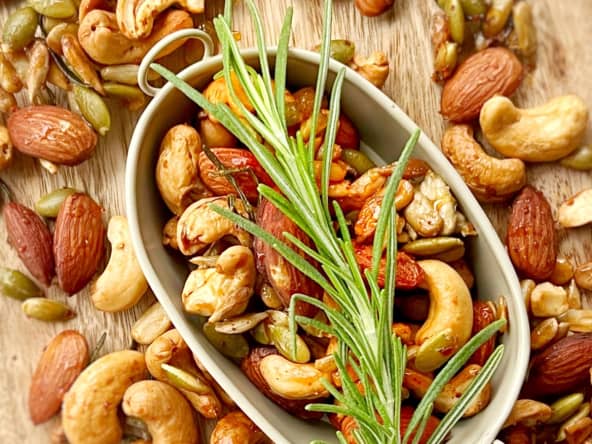 Graines grillées pimentées pour l'apéro "spicy nuts"