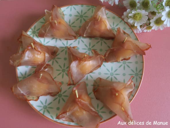 Bouchées apéritives de melon au lomo espagnol