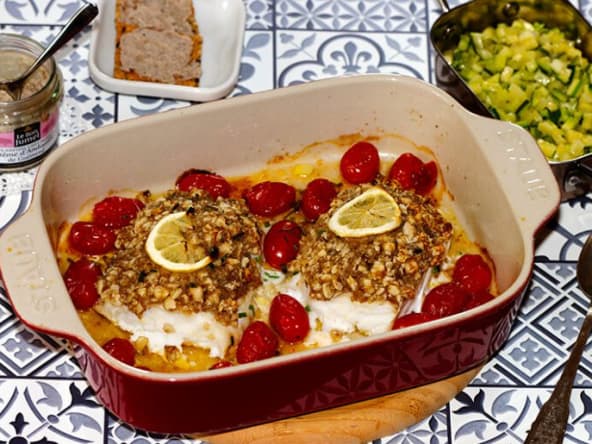 Dos de julienne en croûte d’amandes à la crème d’andouille de Guéméné : une délicieuse découverte