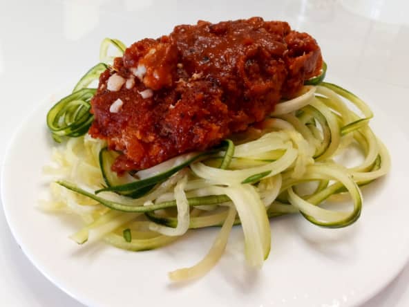 Poitrine de poulet Parmigiana et spaghettis de courgettes