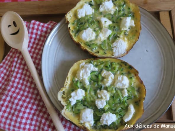 Petite omelette individuelle à la courgette et chèvre frais