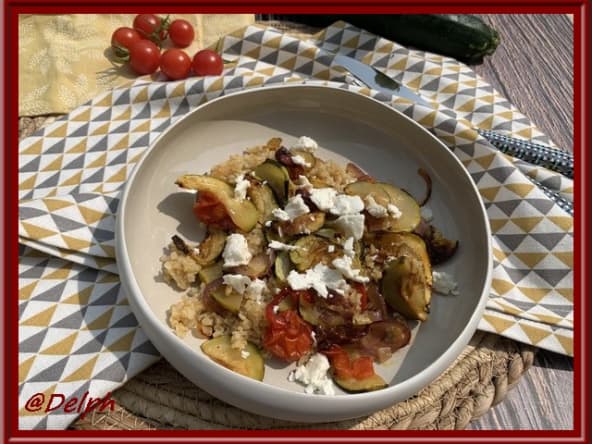 Courgette rôtie boulghour et feta