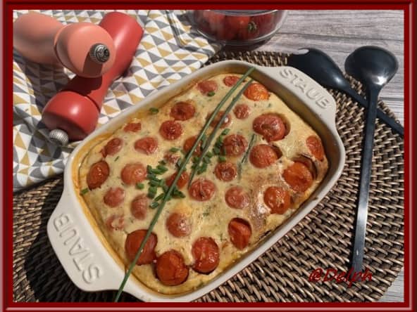 Clafoutis de tomates cerises comme un clafoutis version salée