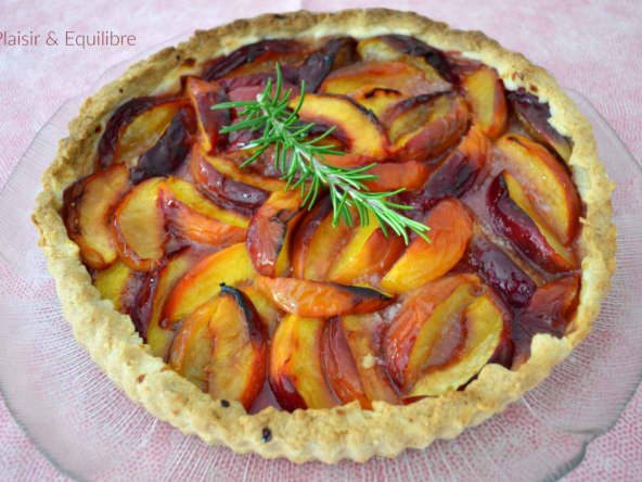 Tarte aux pêches, citron vert et romarin d'après Yotam Ottolenghi